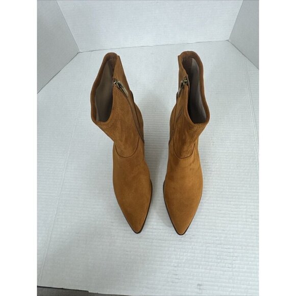 Franco Sarto NWOB Women's 7.5M Sammi Faux‎ Suede Brown Booties - Picture 10 of 13